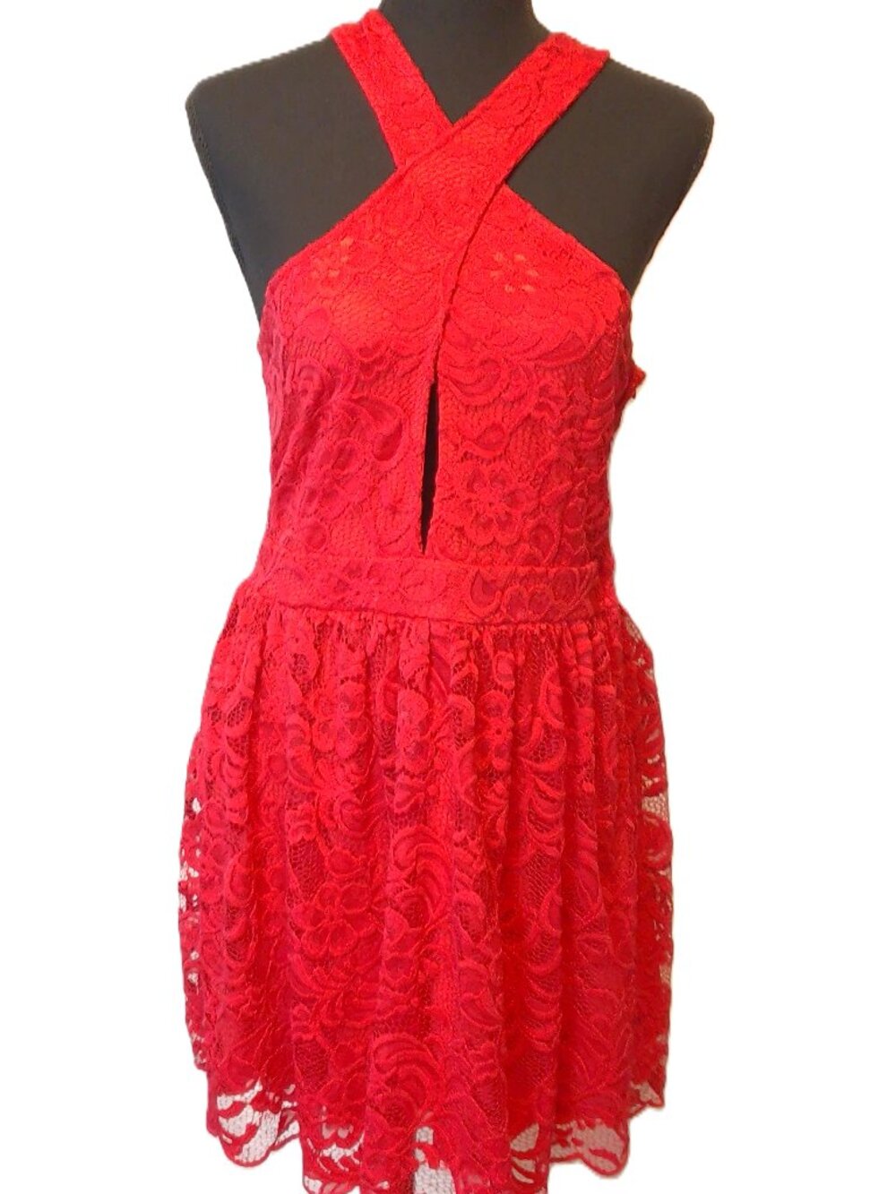 H&M Divided Red Lace Mini Dress Size 10